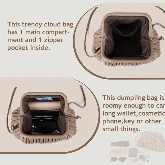 Gorgeous PU Leather Clutch. Taupe. Excellent condition. - Picture 6 of 12